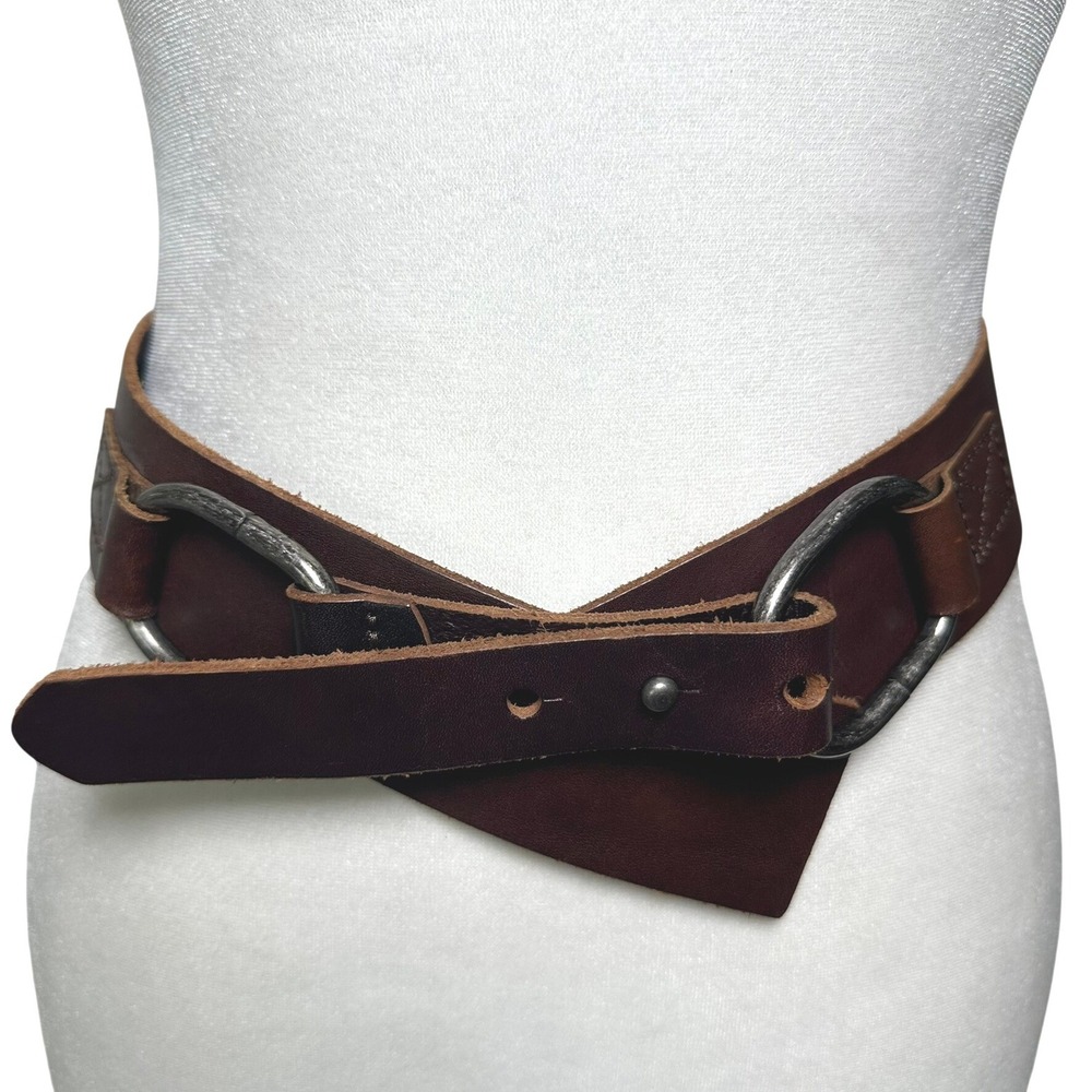 J.Jill Belt Statement Medium Brown Leather Ring Buckle Casual Chic Minimalist